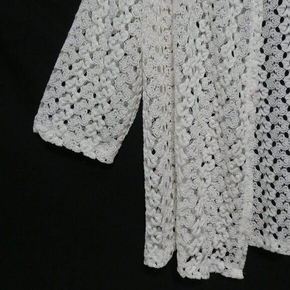 SOUTHERN LADY | medium | Cream Crochet Open Front 3/4 Sleeve Cardigan - Picture 8 of 16